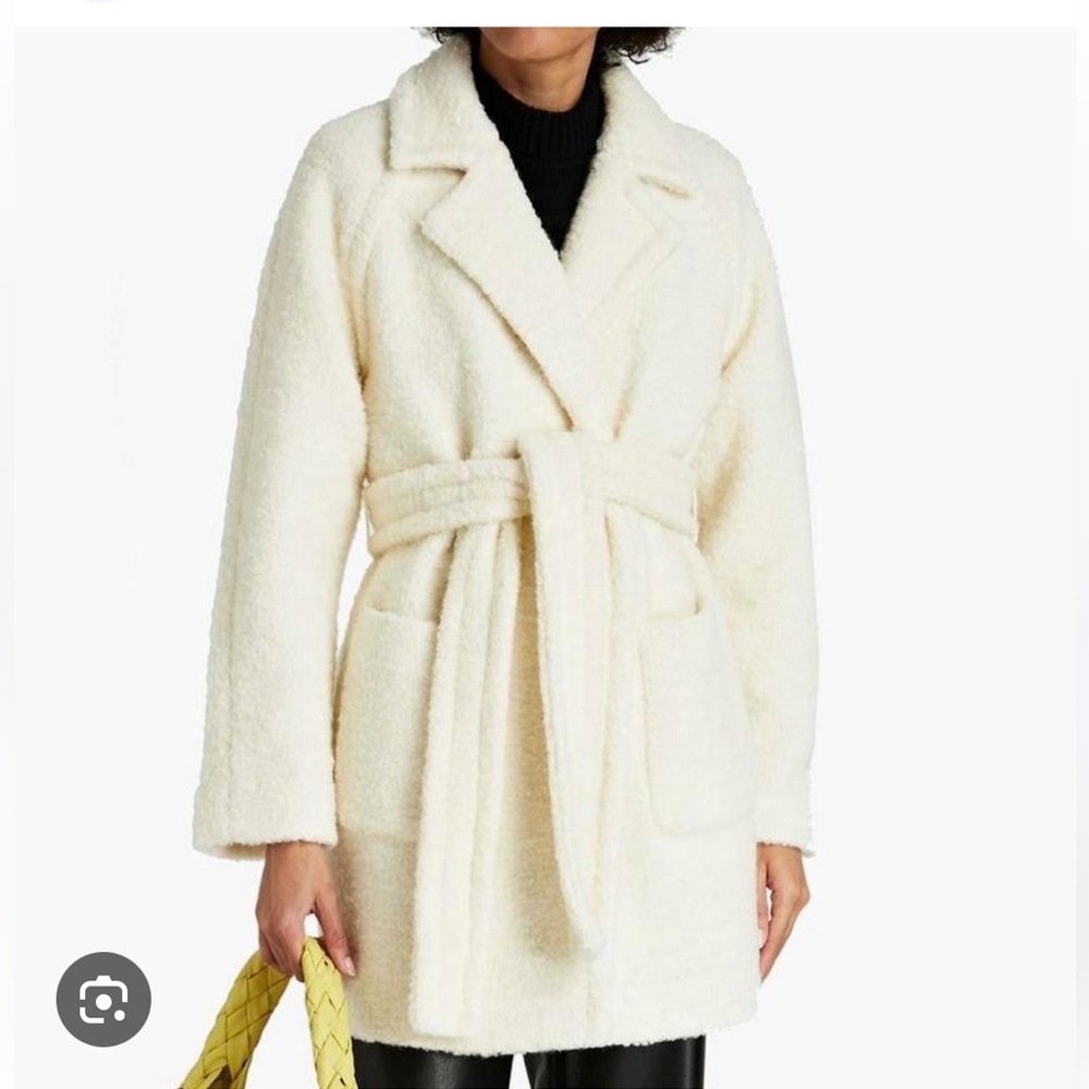 Ganni Women's Cream Fenn Bouclé Wool-blend Wrap Coat